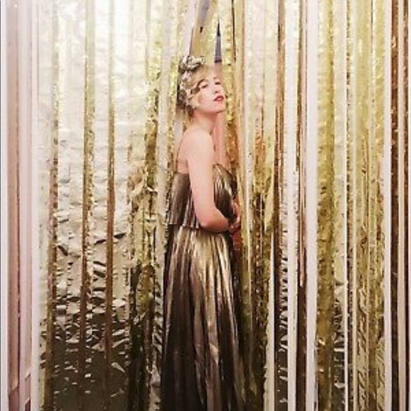 NEW • J. Crew • Accordion Lame Gold Midi Dress 6 - Picture 2 of 6